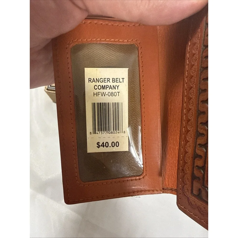 Ranger Belt Co HFW-080T Beaded Southwest Brown Leather Tri-Fold Wallet‎